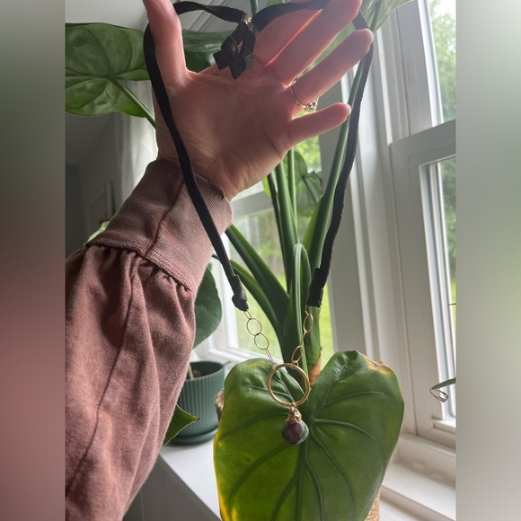 Leather Gemstone Long Sundance Style Necklace - Picture 2 of 3